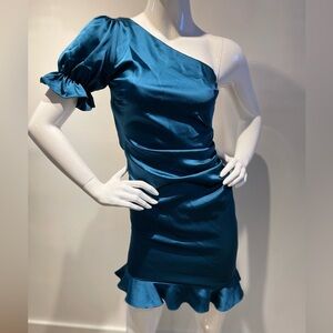 Turquoise One Shoulder Dress